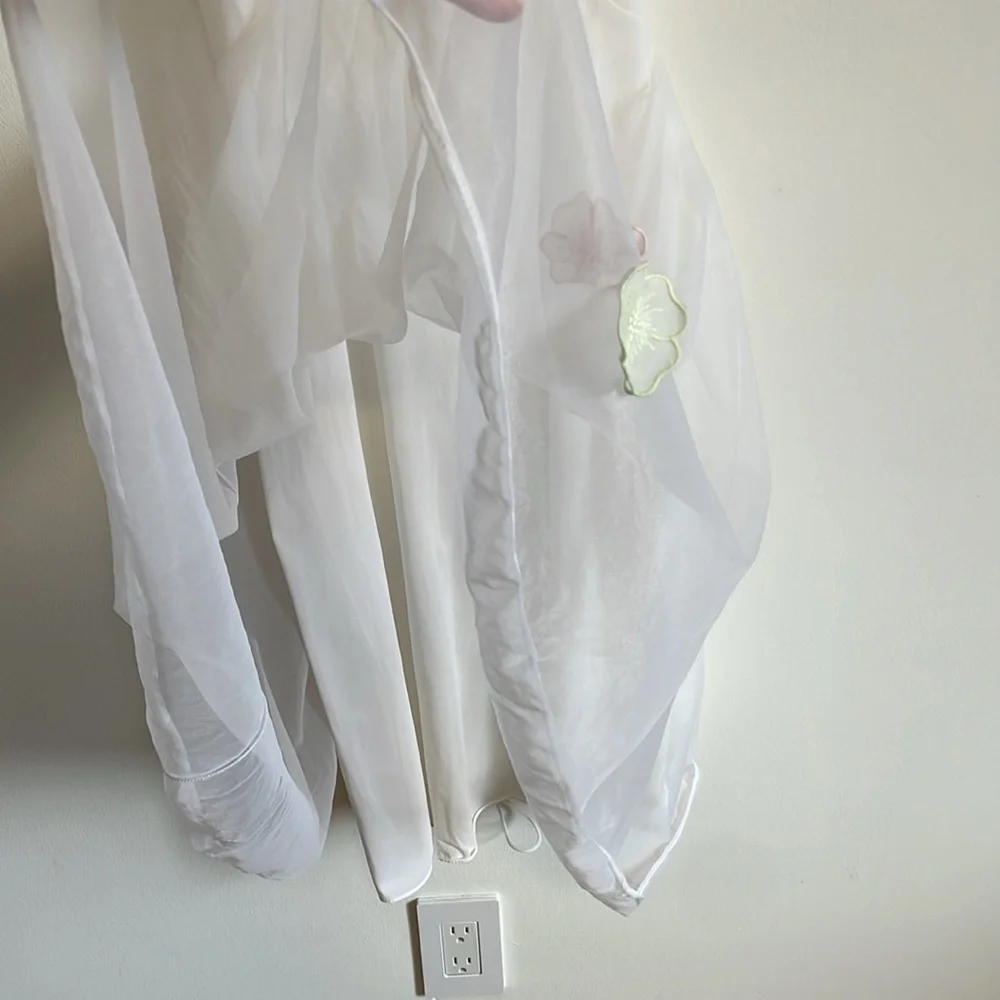 Warner’s Chemise Nightie SM White Romantic Appliqué VTG Slip Floral Chiffon - Picture 15 of 15